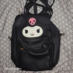 Sanrio Hello Kitty Kuromi Black Mini Backpack with Pink Skull Face - Kawaii